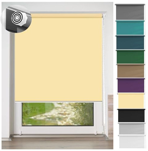 Verdunkelungsrollo Klemmfix ohne Bohren 35 x 130 cm Sichtschutz und Sonnenschutz, Vertikaljalousie Fenstervorhänge inkl. Zubehör für Wohnzimmer, Schlafzimmer, Beige