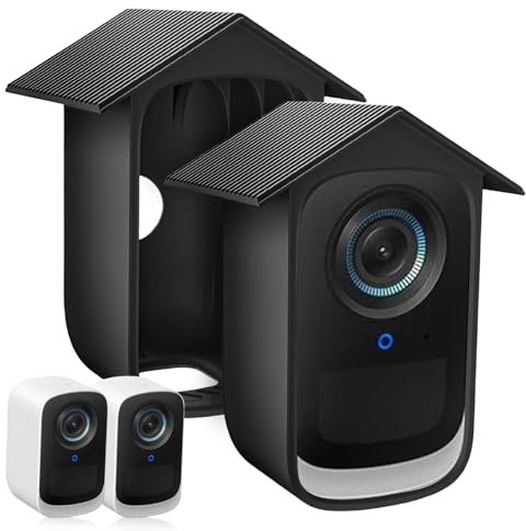 2 Stück Wetterfeste Silikonhülle für Eufy Security eufyCam S300 3C: Sporgo Schwarz Silikon-schutzhülle Überwachungskamera, Silikonhülle für Eufy Cam 3C Security Kamera Wasserdicht und UV-Schutz