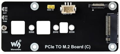 Coolwell for Raspberry Pi 5 PCIe to M.2 Adapter Board (C) Compatible NVMe Protocol M.2 Solid State Drive with Transparent Acrylic Mounting Plate