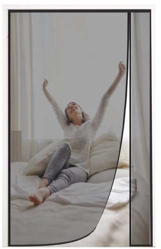 Fliegengitter Tür Magnet 110x210cm Fliegengitter Fenster Dachfenster Insektenschutz Ohne Bohren für Balkontür Schiebetür Fenster Garage,Schwarz