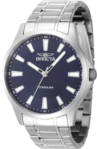 Invicta TI-22 47517 Herren Uhr - Wasserdicht - Analog - Quarzuhrwerk - Titanium mit blauen zifferblat - 43mm