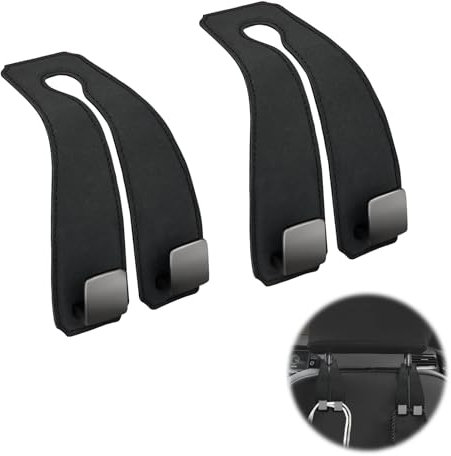 EliphonTowne 2Pcs Multifunctional Car Seat Hooks - Universal Headrest Hanging Handbag Accessories for Storage and Carrying Bags
