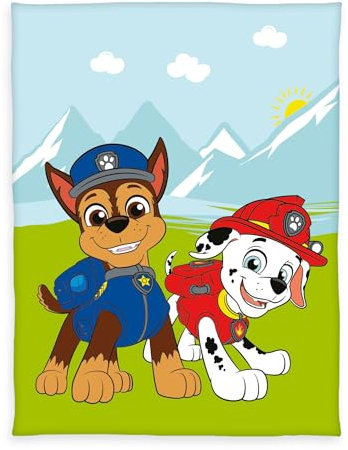Herding Fleece-Decke Paw Patrol, 130 x 170 cm, Dekorative Kinder-Kuscheldecke mit buntem Motiv, flauschig, 100% Polyester