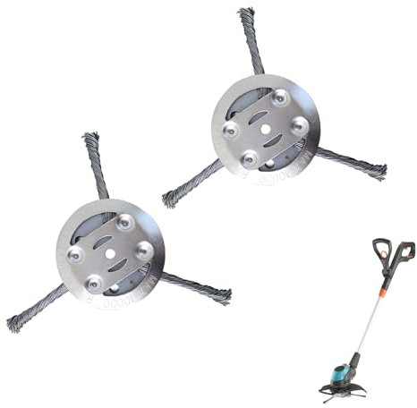 Brosse de désherbage pour débroussailleuse - Tête de débroussailleuse en fil d'acier - Brosse de désherbage pour débroussailleuse - Brosse métallique pour débroussailleuse (3 têtes x 2)