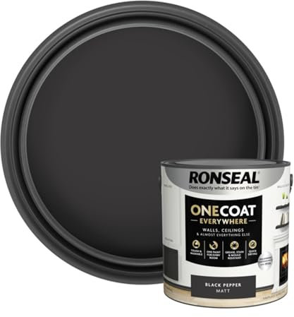 SAVING HUB Wall & Ceiling Paint - 2.5L One Coat Everywhere Matt Paints - Tough & Washable Walls Paint Matt - Quick Drying Matt Paints for Ceiling - Grease, Stain & Mould Resistant (Black Pepper)