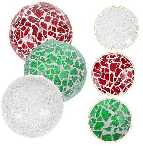 Cabilock 3pcs Mosaic Decorative Balls Gazing Balls for Gardens Marbles Home Desktop Ornament Decor Home Decor