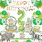 YIMAKJ Enfant Anniversaire 2 An Deco, Jungle Animaux Decoration, Safari Thème Vaisselle, 94 Pcs Assiette, Gobelet Carton, Nappe, Pour 2 An (16 Invités)