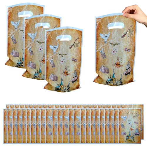 50 Stück Mr.HarryPotter Geschenktüten, Partytüten, Tüten Mitgebsel Kindergeburtstag, Plastik Klein Geschenk Candybar Tüten zum Verpacken von Geschenken, Mitgebsel, Party, usw, 25 x 16 cm