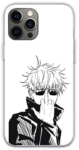 EWINRU Phone Case Anime Gojou Awesome Jujutsu Compatible with iPhone 15 14 13 Kaisen Black White Manga 12/13 Pro Max 11 11 Pro 13 XR SE 2022 2020 X Xs 7 Plus 6 6s Plus