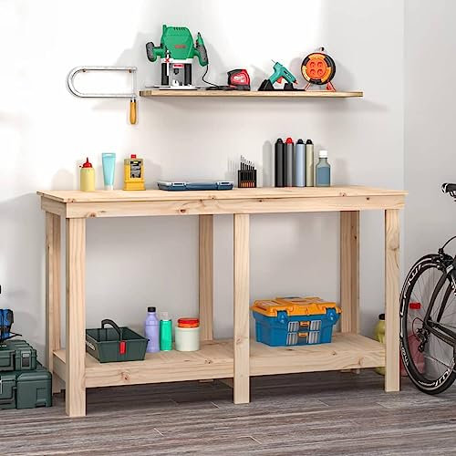 Werkbank 140x50x80 cm Massivholz Kiefer,822506