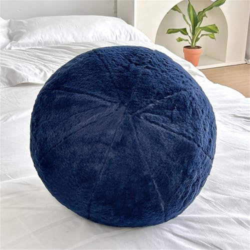 Herfair Kissen Rund, Plüsch Ballkissen, 25cm 3D Kugelkissen, Weich Rundes Dekokissen, Kreativ Füllkissen Sofakissen für Wohnzimmer Schlafzimmer (Dunkelblau)