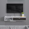 Meuble TV mural flottant avec 1 tiroir et porte - Grand banc de rangement pour salon - 100 cm - Blanc