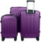 MY TRAVEL BAG Hartschalen-Koffer Reisekoffer ABS Koffer (Handgepäck-Mittel-Groß-Set) 4 Doppel-Rollen Trolley (Violet, 3er Set)