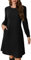Ritiriko Tunika Pullover Kleid für Damen Puff Langarm Kleider Rund Hals Winterstrickkleider Mit Taschen Schwarz L
