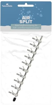NatureHolic Air Split - Effektive Luftverteilung fürs Aquarium | Edelstahl Luftverteiler Luftstromregler Rückschlagventil | 2-Wege Aquarium Luftregelventil | Schlauchgröße 4/6 mm | 10 Ausgänge