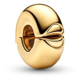 PANDORA Moments Rundes Clip-Charm aus Sterling Silber mit vergoldeter Metalllegierung, Kompatibel Moments, 763678C00