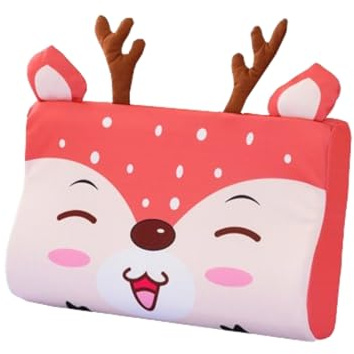 Schlummerkids Kissen Original,Kinderkissen für Besserenund Gesünderen, Calmly Ergonomisch, Kawaii Tiere Kissen, Atmungsaktiv und Hautfreundlich （Mit Kopfkissenbezug） (Hirsche,45*27*6 cm)
