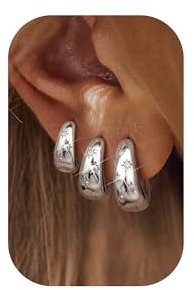 Adramata 3 Paare Ohrringe Creolen Gold 14K Vergoldete Ohrringe Set Hypoallergen Klein Creolen Chunky Ohrringe Creolen Silber Statement Ohrringe Damen CZ Ohrringe Gold Creolen Schmuck