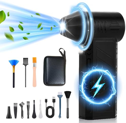 Flintronic Compressed Air Duster PC Cleaner, 4-Speed Cordless Air Blower, 130000RPM Electric air Blower, Rechargeable Reusable Compressed Electric Air Blaster for Cleaning Keyboard, PC, Car Wash