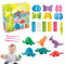 JAONLD Playdough Set, 15 Pcs Play Doh Tools Cutters Color Dough Toys Playdough Accessories Airdry Clay Kit DIY Modelling Clay Creations Tools for Boys and Girls, Dinosaurs