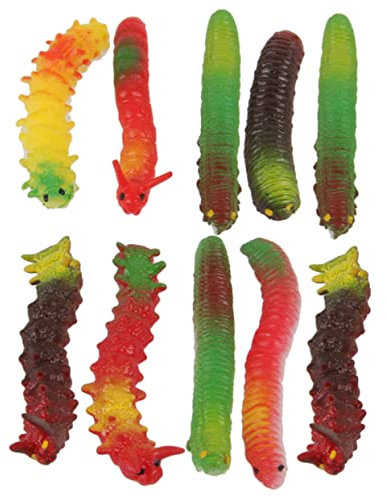 Warmhm 10 Stück künstliche Raupe Insekt gefälscht kindergeburtstags mitgebsel Scherzartikel ziernieten gartendeko Streichspielzeug Simulation Raupen Raupenmodell kniffliger Wurm Plastik