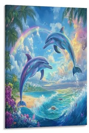 XFKLYNVCJ Delfin Wandbild Leinwand Gemälde Wand-Dekorationen Poster Kunstdruck Für Bauernhaus Schlafzimmer Wohnzimmer Dekor 12x18inch(30x45cm)