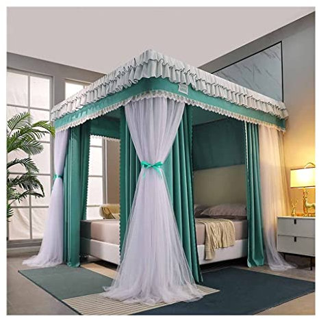 MRKU Betthimmel 1,8 m, Moskitonetz mit 4 Stangen, verdunkelnde, staubdichte und Winddichte Bettvorhänge