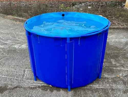 Segeltuch-Fischteich, oberirdischer Teich, oberirdische Teiche für Fische, großer, zusammenklappbarer, langlebiger Kunststoffteich mit Halterung für Koi-Haltebecken, Bewässerungsbandrahmen (1,5 x 1)