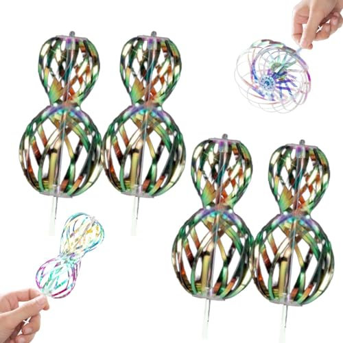 4 Stück Rainbow Twirler, Rainbow Twirler Stick, Magic Rainbow Spinner, Rainbow Toy Spinner, Kinderspielzeug, Für Kinder Party Freizeit Innen,Draußen,Kinder Erwachsene