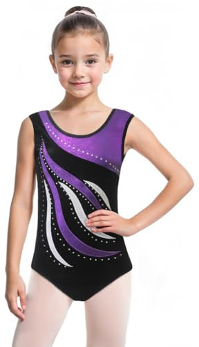 ROYAL SMEELA Body da Ginnastica Senza Maniche per Bambine con Strass
