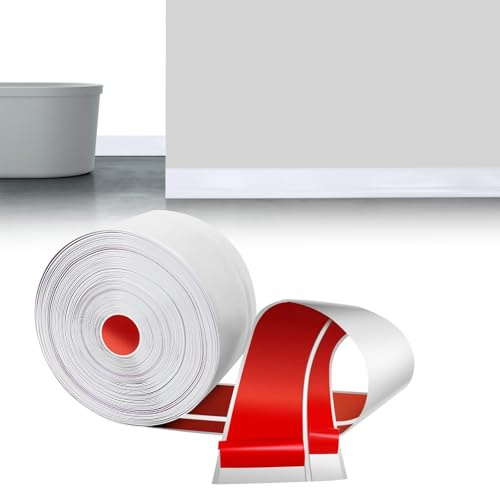 LIHIQIYA Sockelleiste Selbstklebend Weiß PVC Sockelleisten 50x20mm 25M | Weichsockelleiste Selbstklebend Abschlussleiste Küchenarbeitsplatte aus PVC, Flexibel Knickleiste Bodenleiste für Baden Küche