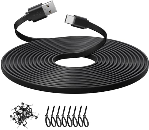 ANLINK Cavo di prolunga piatto da 3 m per telecamere di sicurezza domestica abilitate USB C o altri dispositivi (telefono, controller Switch Pro, ecc.), prolunga USB A a tipo C, cavo di ricarica e