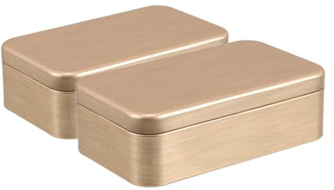 2 Stück Quadratische Blechdose aus Tinplate, Goldene Aufbewahrungsbox