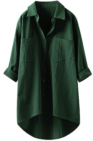 Luadnysin Camicia Maniche Lunghe Donna Lino Manica Lunga Camicetta Spiaggia Blusa Primaverile Elegante di Camicie Estive Camicette Lavoro Estivi Bluse Montagna Mare