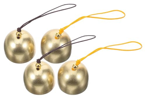 Uonlytech 4 Stück Kleine Metallglocken aus Kupfer in Gold für Winter Party und Festival Leichte Vintage Hängedekoration und Dekorative Festglocken als Selbstgemacht Photo Requisite