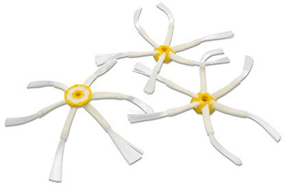 vhbw 3X Seitenbürste kompatibel mit iRobot Roomba 505, 532, 530, 531, 521, 500, 510, 520 Saugroboter - Reinigungsbürsten Set, weiß/gelb