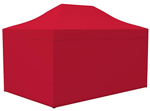 Vispronet Profi Faltpavillon Basic - 3x4,5 m in Rot - 4 Vollwände - Scherengittersystem - Farbe & Größe wählbar