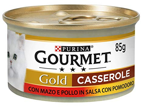 Purina Gourmet Gold Aufläufe nass Katzen mit Rindfleisch und Huhn in Sauce mit Tomaten, 24 Dosen à 85 g