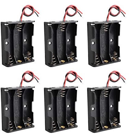 HALJIA 6Pcs 4.5V AA 3 x 1.5V Plastic Battery Holder Case Battery Storage Box with Wire Leads