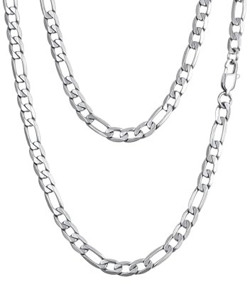 PROSTEEL Choker Halskette 316L Edelstahl glänzend Figarokette 6mm 36+5cm Kurze 3+1 Gliederkette verstellbar Damen Mädchen Collier für Weihnachten Valentinstag