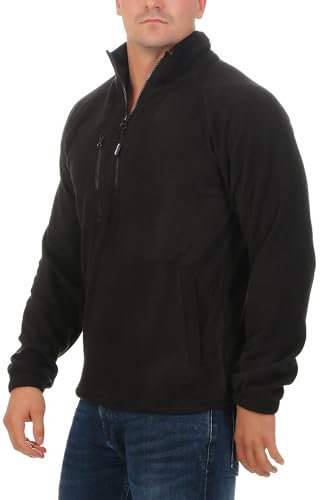 Mivaro Herren Fleecepullover Schwarz - Regular Fit aus dickem 280 g/m² Polar Fleece - mit halbem Reißverschluss & Stehkragen, Warmer Arbeitspullover mit Taschen für Outdoor Freizeit XS-5XL Größe M