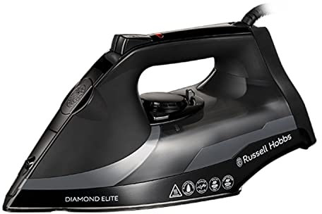 Russell Hobbs Diamond Elite Steam Iron, Black Diamond soleplate, 220g Steam Shot, 50g Continuous steam, 350ml Water Tank, Anti-calc & Anti-drip function, Vertical Steam, 3m Cord, 3100W, 27000