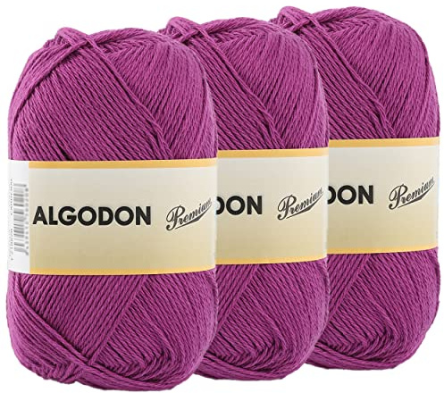 Gomitolo Filato 220 Metri di 100% Cotone Perfetto per Maglia e Uncinetto – Colore Cardinale 100 gr x 3 Pezzi