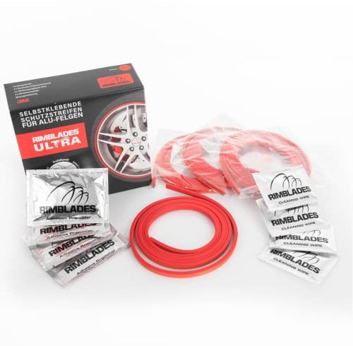 Rimblades Ultra NEU 2022 universal FELGENSCHUTZ & STYLING Felgenschutzring Alu Felgen Ringe Felgenrandaufkleber Felgenstyling Felgenhornschutz Rim Protector Guard Ringz (Rot)