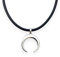 ASTER ALHELÍ - Collier Femme de Lune Inversée en Argent Antique - Pendentif en Corne d'homme et de Femme Avec Cordon en Cuir Noir Ciré et Fermoir en Acier - Idéal pour les Cadeaux