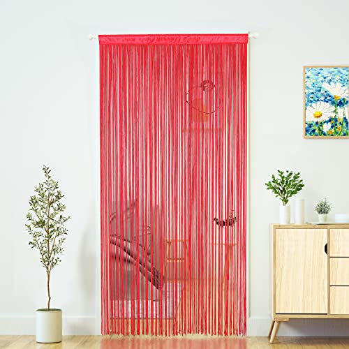Fadenvorhang für Türen, Schlafzimmer, Dekoration, Küche, Schrank, Wohnzimmer, Wäsche, Fransen, Flur, Quaste, Raumteiler, Boho, Hippie, zum Aufhängen für Hochzeit, Party (100 x 200 cm, weinrot)