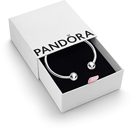 PANDORA Moments Women's Sterling Silver Open Bangle Bracelet, Size 16, With Gift Box