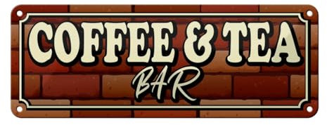 Blechschild gewölbt 27x10cm Coffee & Tea Bar Kaffee Tee Deko Geschenk Schild