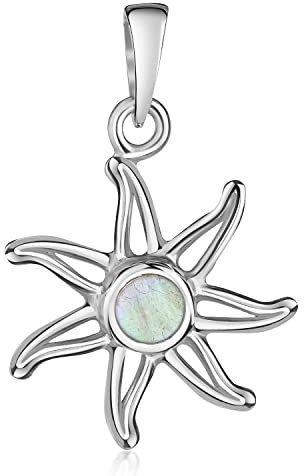 Materia Damen Anhänger Silber 925 Sonne mit Perlmutt weiß KA-506-Weiß_Ohne Kette