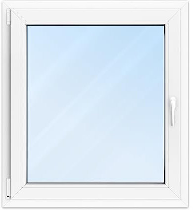 FENSTERVERSAND - Kunststofffenster Weiß - zu öffnendes Fenster Kunststoff mit Griff, Dreh- & Kippfenster, 2-fach Verglasung, Klarglas - DIN links - BxH: 900x1000 mm, 70 mm Profil